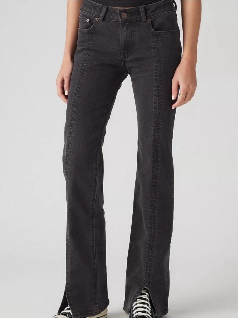Levis black seamed super low bootcut jeans